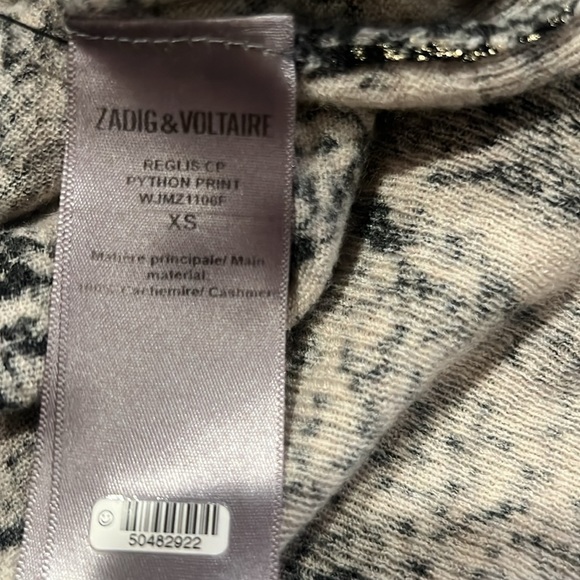 Zadig & Voltaire Cashmere Reglis Python Print Crew Neck Sweater - Picture 9 of 9